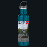 See Oslo Norway Vigeland travel souvenir 710 Ml Water Bottle<br><div class="desc">Norway Scandinavia,  Oslo Vigeland park,  norwegian flag,   travel souvenir,  water bottle.
You can add your own text.</div>