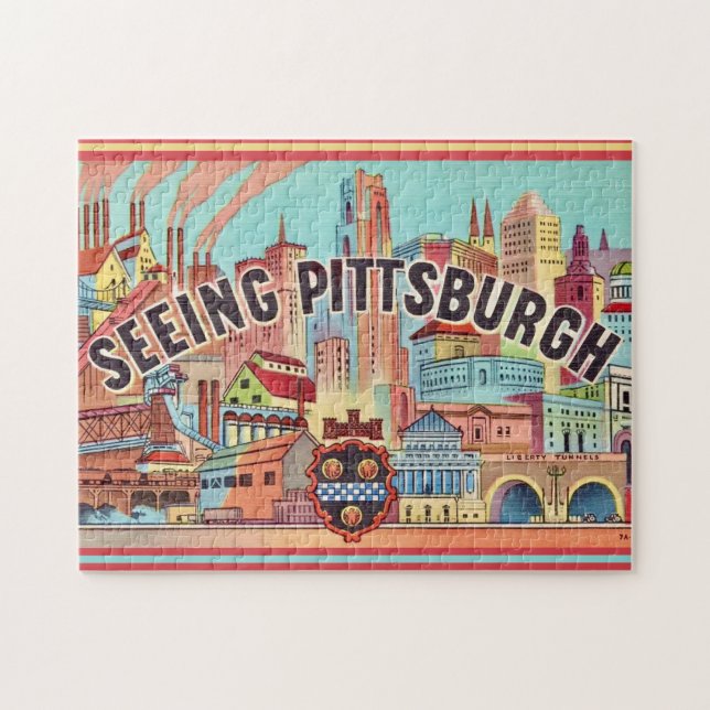 See Pittsburgh Illustrated 11x14 Jigsaw Puzzle (Horizontal)