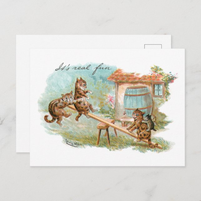 See Saw Play Ground Cats  Postcard (Front/Back)