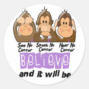 See Speak Hear No Cancer 1 Classic Round Sticker
