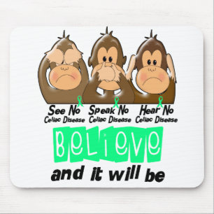 See Speak Hear No Celiac Disease 3 Mouse Pad
