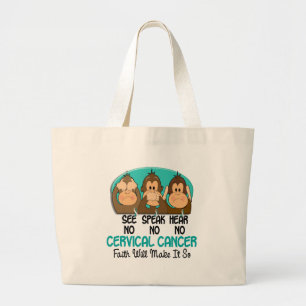 See Speak Hear No Cervical Cancer 1 Large Tote Bag
