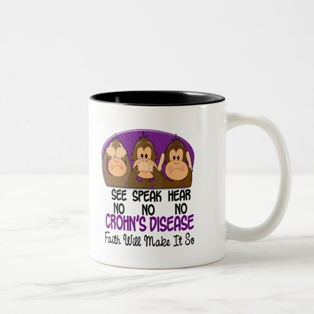 See Speak Hear No Crohns Disease 1 Two-Tone Coffee Mug (Right)