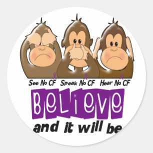 See Speak Hear No Cystic Fibrosis 3 Classic Round Sticker