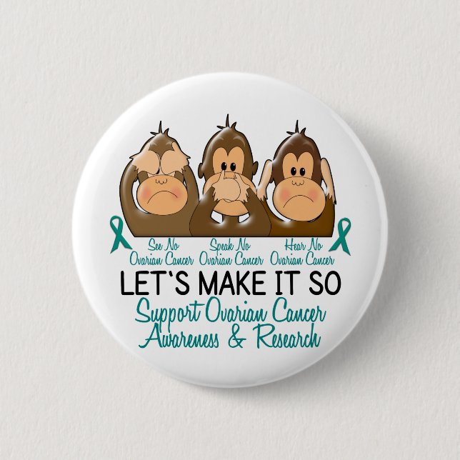 See Speak Hear No Ovarian Cancer 2 6 Cm Round Badge (Front)