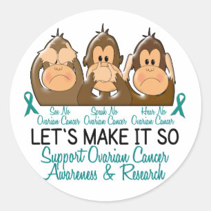 See Speak Hear No Ovarian Cancer 2 Classic Round Sticker