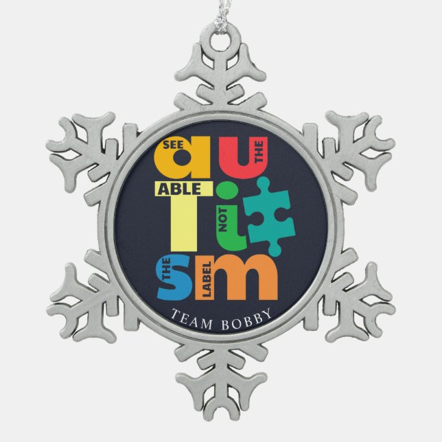 See The Able Autism Awareness Campaign Snowflake Pewter Christmas Ornament (Front)