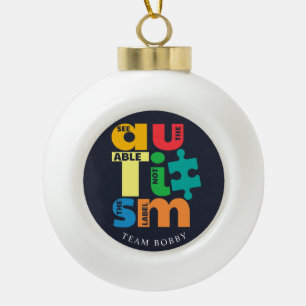 See The Able Autism Awareness Custom Ceramic Ball Christmas Ornament