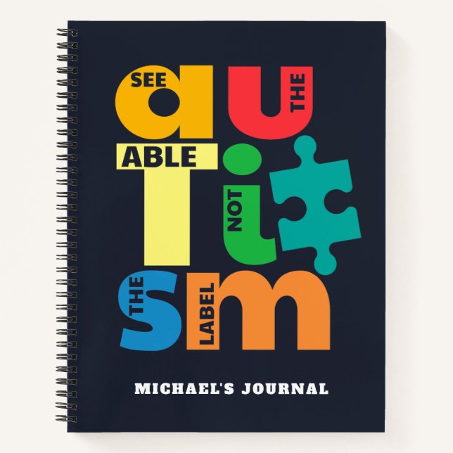 See The Able Not the Label Autism Awareness Notebook (Front)