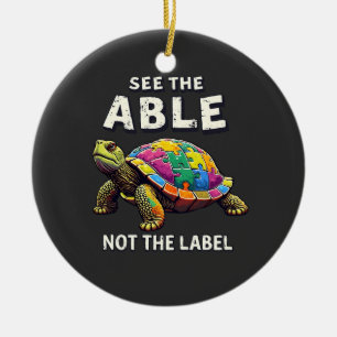See the Able, Not the Label Autism Turtle Lovers Ceramic Ornament