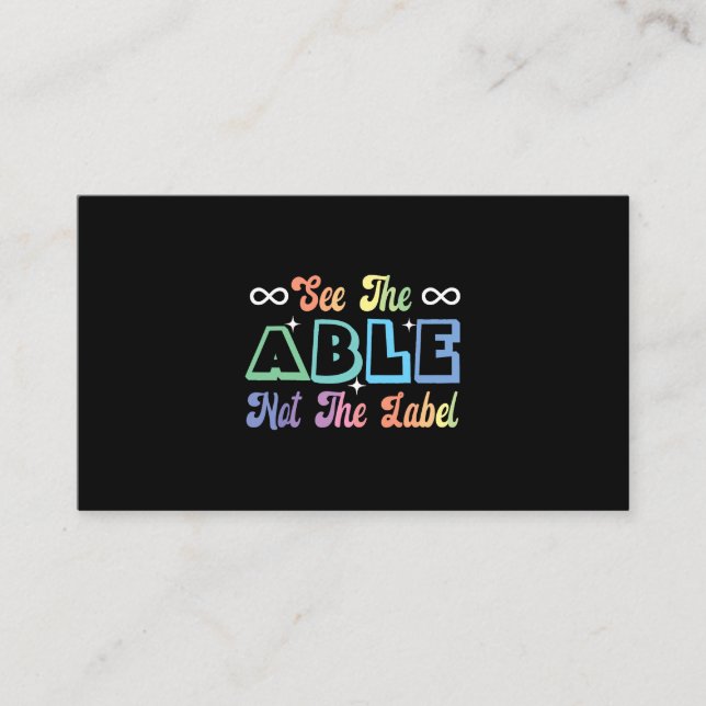 See the Able Not the Label Neurodiversity Autism A Business Card (Front)