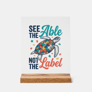 See the Able Turtle Puzzle Awareness Shirt Design_ Acrylic Sign