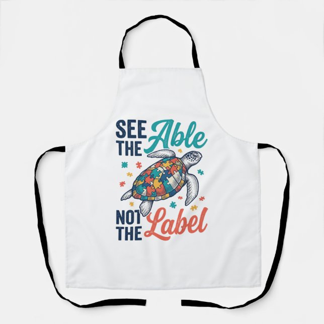 See the Able Turtle Puzzle Awareness Shirt Design_ Apron (Front)