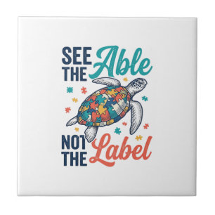 See the Able Turtle Puzzle Awareness Shirt Design_ Ceramic Tile