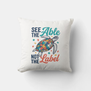 See the Able Turtle Puzzle Awareness Shirt Design_ Cushion