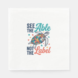 See the Able Turtle Puzzle Awareness Shirt Design_ Napkin