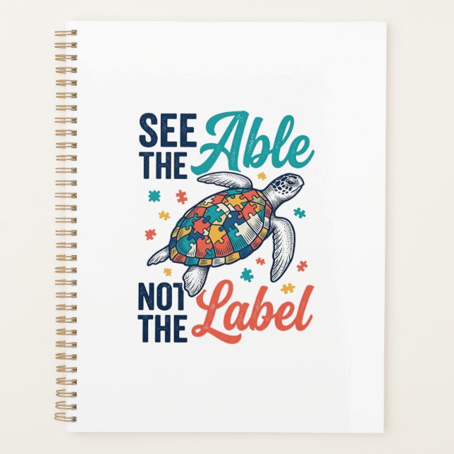 See the Able Turtle Puzzle Awareness Shirt Design_ Planner (Front)