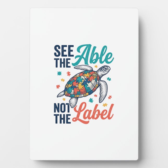 See the Able Turtle Puzzle Awareness Shirt Design_ Plaque (Front)