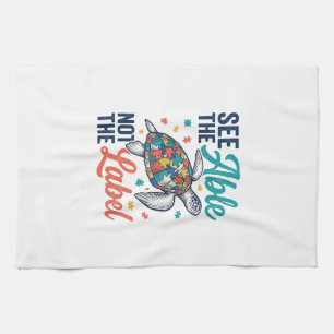 See the Able Turtle Puzzle Awareness Shirt Design_ Tea Towel