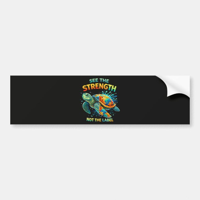 See the Strength Turtle Autism Acceptance Bumper Sticker (Front)