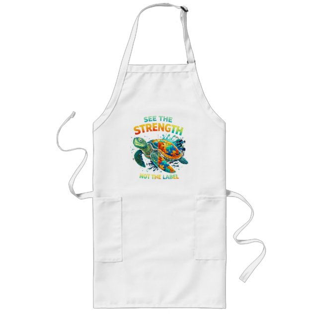 See the Strength Turtle Autism Acceptance Long Apron (Front)