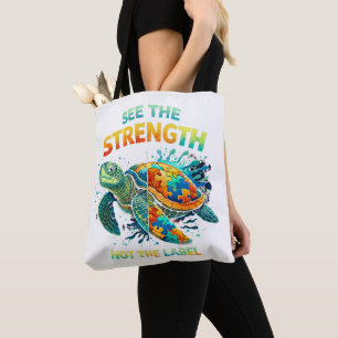 See the Strength Turtle Autism Acceptance Tote Bag