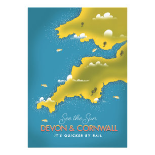See the Sun - Devon & Cornwall travel poster. Photo Print