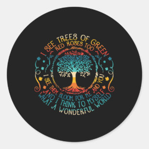 See Trees Green Roses Vintage Earth Day Classic Round Sticker