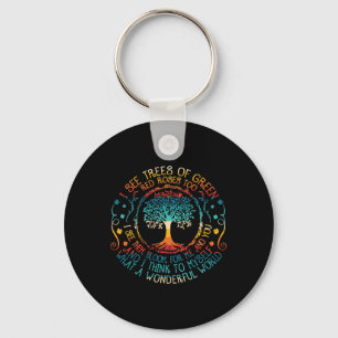 See Trees Green Roses Vintage Earth Day Key Ring