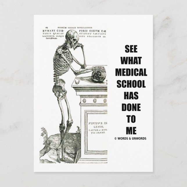 See What Medical School Has Done To Me (Skeleton) Postcard (Front)