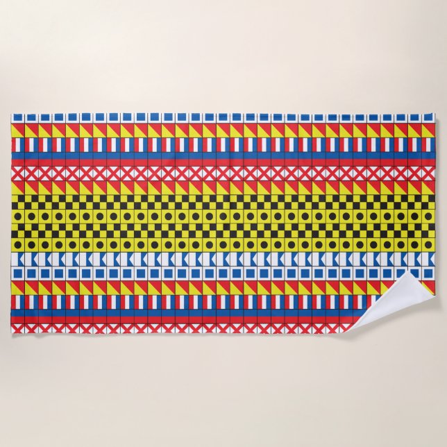 See Worthy_Signal Flags pattern_I Love to sail Beach Towel (Front)