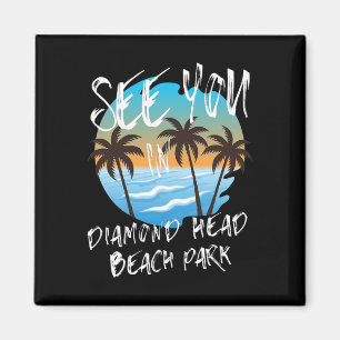 See You Diamond-head-beach-park Retro Vintage Oahu Magnet
