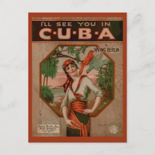 See you in Cuba, retro sheet music cover Postcard