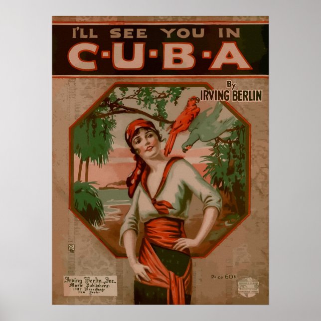 See you in Cuba, retro sheet music cover Poster (Front)