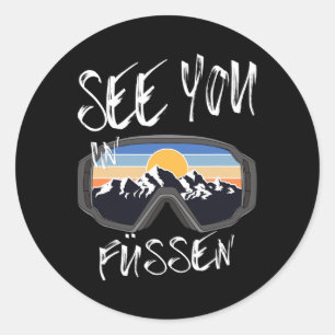 See You In Füssen Germany Vacation Ski Goggles Classic Round Sticker