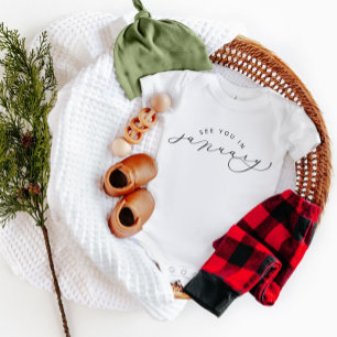 See You In January Pregnancy Announcement Baby Bodysuit