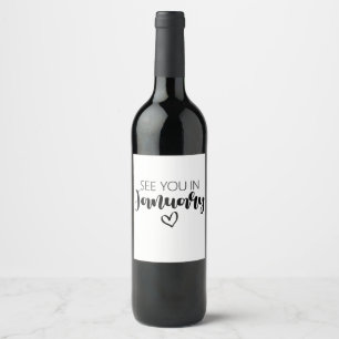 See You In January Pregnancy Announcement Wine Label