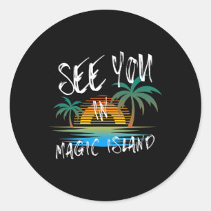 See You In Magic Island Retro Vintage Oahu Surfer Classic Round Sticker