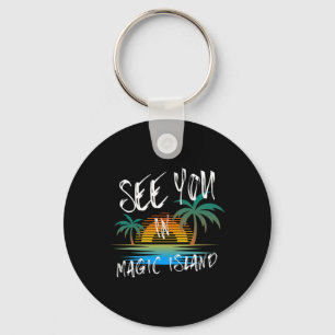 See You In Magic Island Retro Vintage Oahu Surfer Key Ring