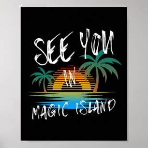 See You In Magic Island Retro Vintage Oahu Surfer Poster