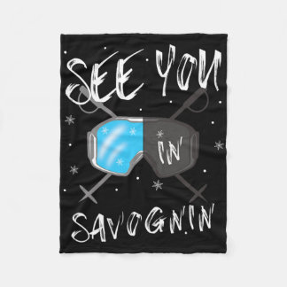 See You In Savognin Switzerland Hiking Vacation Sk Fleece Blanket