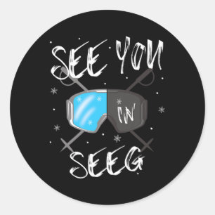 See You In Seeg Germany Vacation Ski Goggles Classic Round Sticker