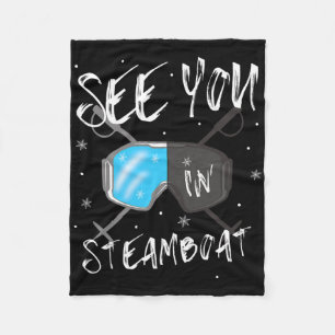 See You In Steamboat Usa Vacation Ski Goggles Fleece Blanket