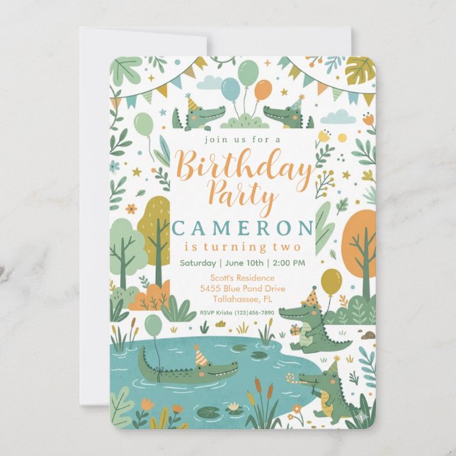 See You Later Alligator - 2nd Birthday Invitation  (Front)