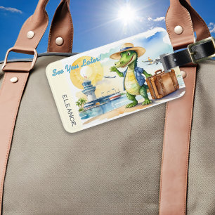 See You Later Alligator Cartoon Personalised Luggage Tag