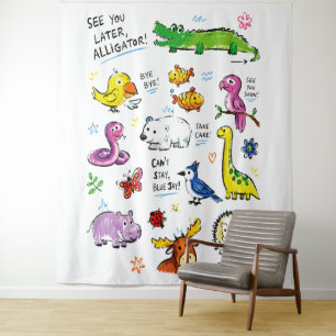 See You Later Alligator – Cute Animal Farewell Pun Tapestry