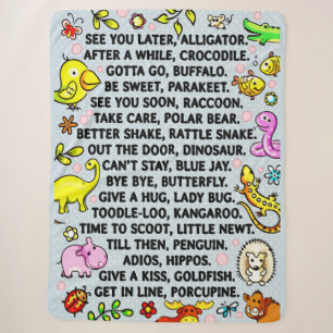 See You Later Alligator Fun Animal Goodbye Poem  Sherpa Blanket