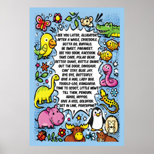See You Later Alligator Rhyme Poster – Cute Animal