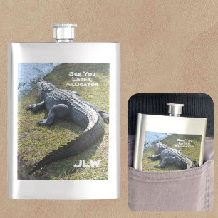 See You Later Alligator with Initials Everglades Hip Flask