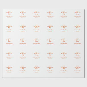 see you soon baby orange red bow baby shower name wrapping paper